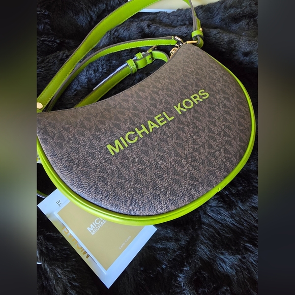Michael Kors Brown and Lime Shoulder Bag - Picture 1 of 12